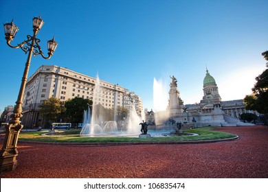 Building of Congress and the fountain in Buenos Aires, Argentina - Shutterstock ID 106835474