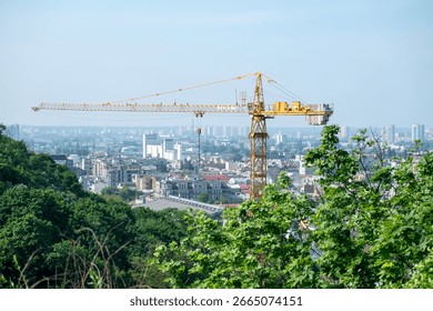 building construction with a crane