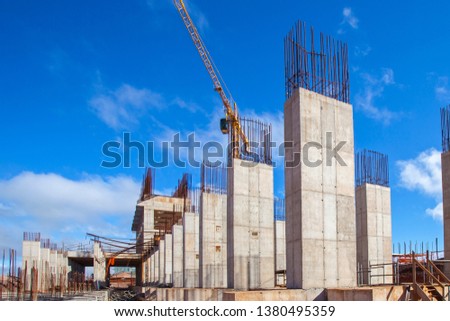 Similar – Image, Stock Photo Scaffolding Building construction Commercial construction Housing construction with sunbeams