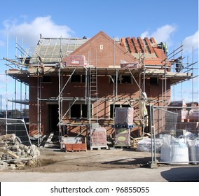 Building & Construction Site In Progress To New House In UK