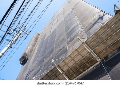 Building Construction Site. Construction Scaffolding.