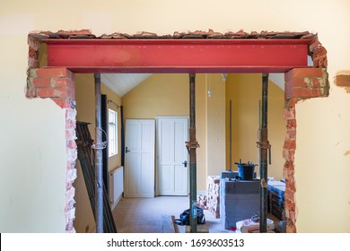 Building Construction Work In UK Residential Property With New Wall Opening  