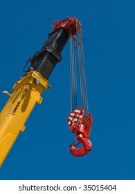Building Crane Boom With Steel Hook
