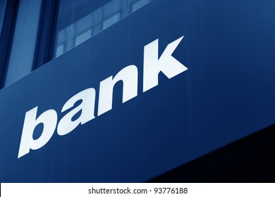 Building Exterior With Bank Sign