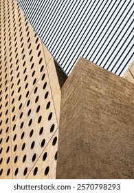 Building Exterior facade pattern Various Material metal cement concrete cladding Abstract background