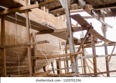 Building fishing wooden boat in Oman