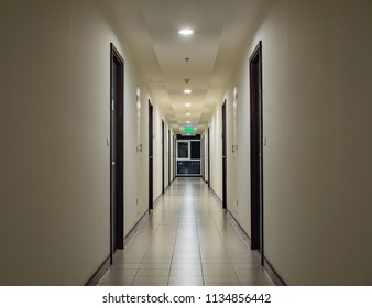 Building Hallway Walk Way At Night