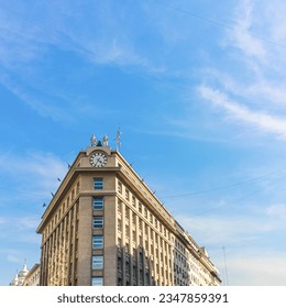 The building has a clock