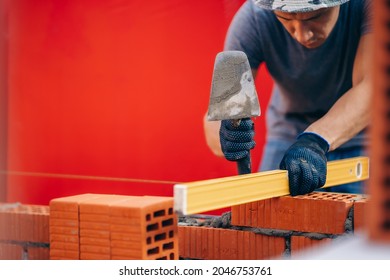 Building A House, Bricklayer At Work