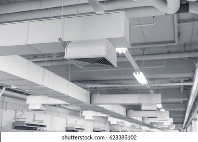 Building Interior Air Duct, Air Condition Pipe Line System Air Flow Industrial Design.