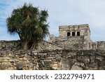 The building known as El Castillo, one of the Mayan ruins in Tulum, Mexico.