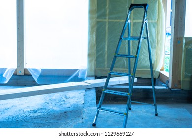 Building Ladder. Stopped Construction Of The House. Building Object. Building.