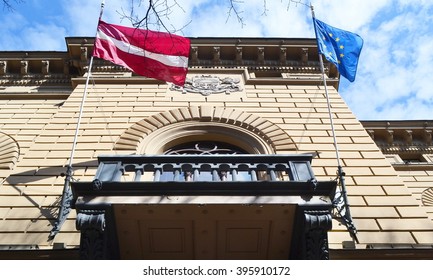 Building Of Latvian Saeima Republican In Riga, Latvia.