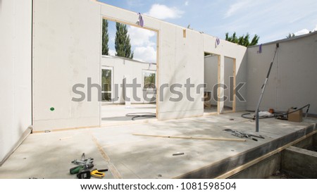 Building made with precast wall. Building concept