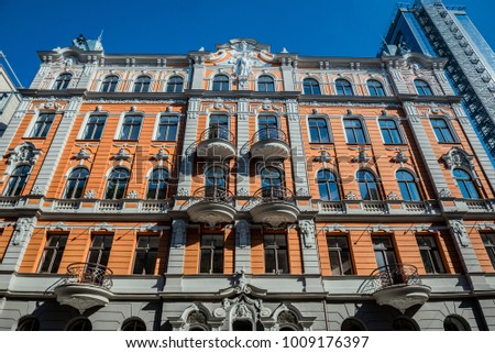 Building on Church Street in Riga city, Latvia
