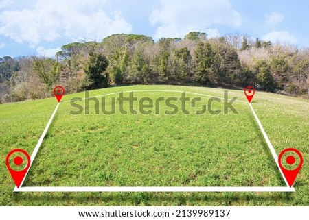 Building lot on hilly land - Land plot management - Real estate concept with a vacant land on a green field available for building construction and housing subdivision in a residential area