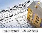 Building Permit concept with imaginary building approvation and condominium residential apartments