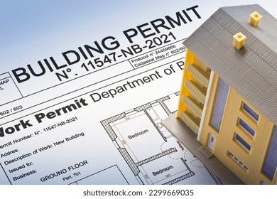 Building Permit concept with imaginary building approvation and condominium residential apartments