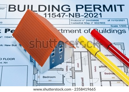 Building Permit concept with imaginary building approvation and residential home