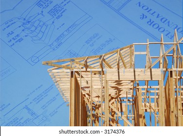 Building Plans Behind Housing Construction
