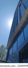 Building in the rays of the setting sun