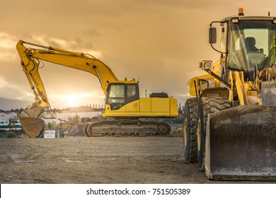 Building a road with varied machinery