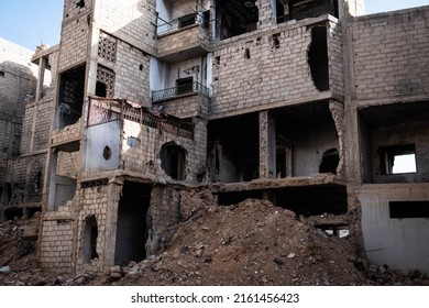 Building Ruins In Destroyed City After The Syrian Civil War.