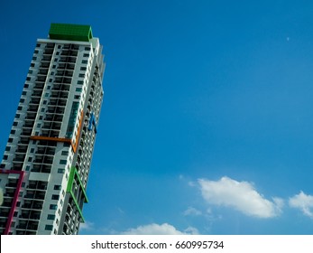 Building in sky background