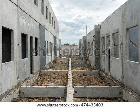 Building structure made with prefabrication system