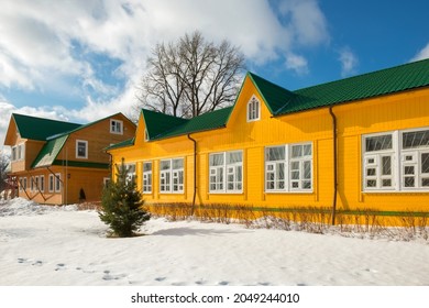 The building of a Sunday school on a winter day in the city of Kimry, Tver region
