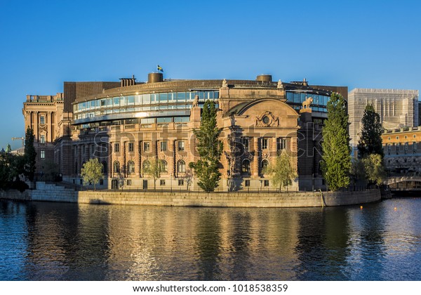 Building Sweden Parliament Sveriges Riksdag Helgeandsholmen Stock Photo Edit Now 1018538359