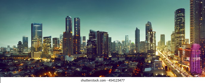 Building and traffic of Jakarta city, Indonesia