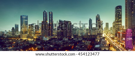 Building and traffic of Jakarta city, Indonesia