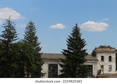 A building with trees in front of it