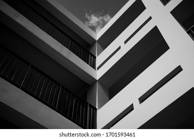 
Building, triangular building, black and white image