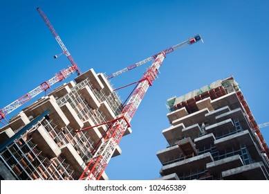 Building Under Construction In A New Residential Area Of Milan