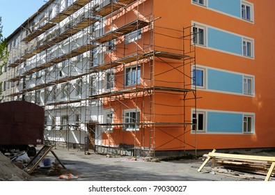 Building Under Repair And Nice Evening Sunshine.