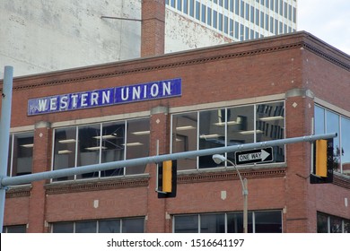 A Building With A Western Union Sign.  Western Union Company Is A NYSE Publicly Traded Financial Services Company With Ticker WU -  Memphis, Tennessee, USA - September 26, 2019