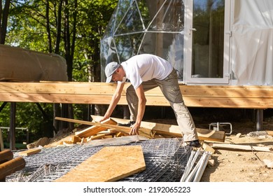 Building Wooden Materials Next House Process Stock Photo 2192065223 ...