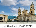 Buildinga and panoramics of Bolivar Plaza, Downtown Bogota