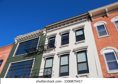 Buildings along a mainstreet in the midwestern usa