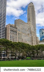 Buildings Around Bryant Park, One Of The Most Vivid Parks In NYC, USA