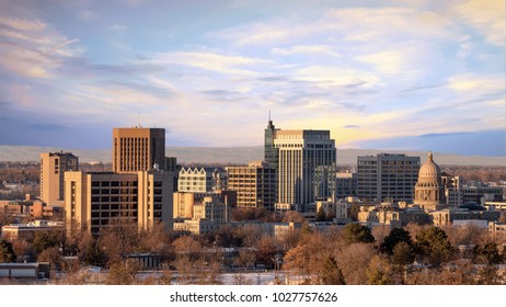 Buildings And Clouds Over Boise Idaho In Winter