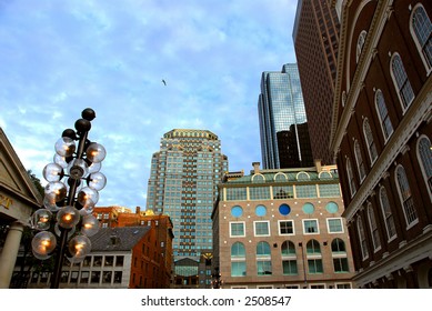 Buildings in downtown Boston on a bright sunny day