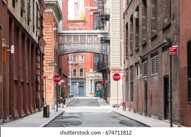 Buildings At The Intersection Of Staple Street And Jay Street In The Historic Tribeca Neighborhood Of Manhattan, New York City NYC