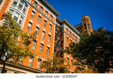 Buildings On Clark Street In Brooklyn Heights, New York.