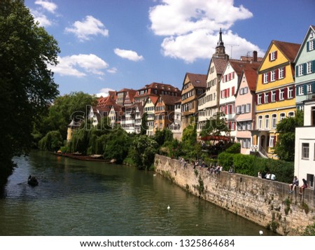 Buildings on the Neckar River in Tübingen, Germany