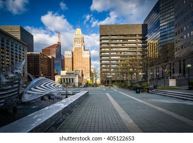 Buildings And Plaza In Downtown Baltimore, Maryland.