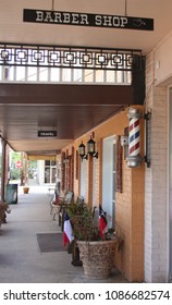 Buildings In Small Town - Barber Shop And Travel Sign Rural Texas Town