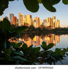 Buildings In The South Of Londrina Overlooking Lake Igapó.